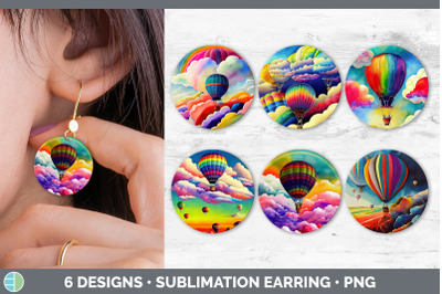 Hot Air Balloon Round Earring | Sublimation Designs Bundle