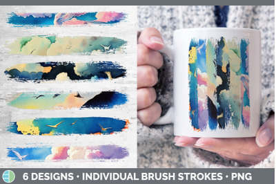 Birds Flying Brush Strokes PNG | Sublimation Designs