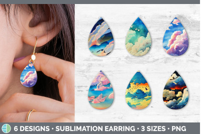 Birds Flying Teardrop Earring | Sublimation Designs Bundle