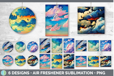 Birds Flying Air Freshener | Sublimation Designs Bundle