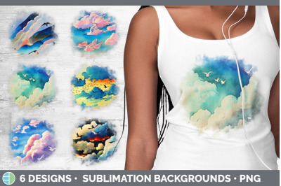 Birds Flying Background | Grunge Sublimation Backgrounds