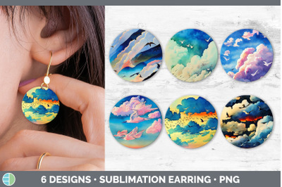 Birds Flying Round Earring | Sublimation Designs Bundle