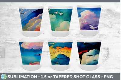 Birds Flying Shot Glass Sublimation | Shot Glass 1.5oz Tapered