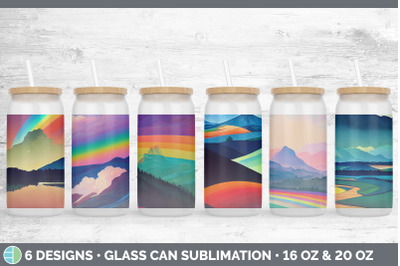 Rainbow Mountains Glass Can | Sublimation Beer Mason Jar