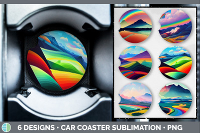 Rainbow Mountains Car Coaster | Sublimation Designs Bundle