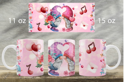 Love gnomes mug wrap Valentines day mug sublimation design