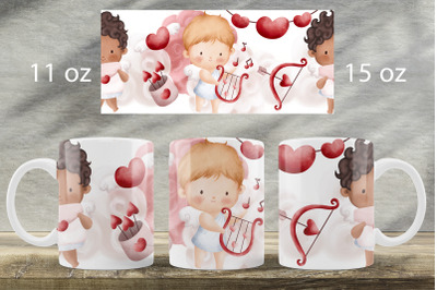 Valentines day mug wrap Love mug sublimation png Cupid