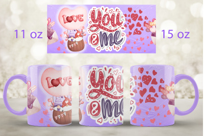 Love gnomes mug wrap Valentines day mug sublimation design