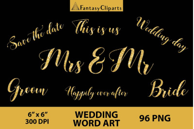 Wedding Word Art Clipart Overlays PNG