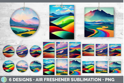 Rainbow Mountains Air Freshener | Sublimation Designs Bundle