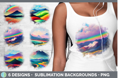 Rainbow Mountains Background | Grunge Sublimation Backgrounds