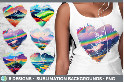 Rainbow Mountains Heart Distressed Clipart