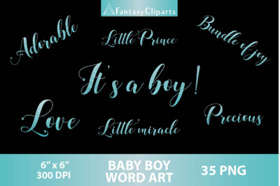 Baby Boy Baby Shower Word Art Clipart Overlays PNG