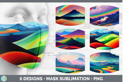 Rainbow Mountains Mask | Sublimation Bundle Face Mask Designs