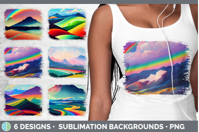 Rainbow Mountains Distressed Sublimation Background Panel