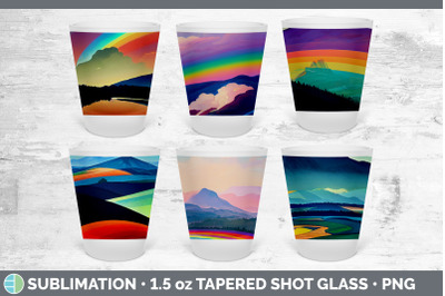 Rainbow Mountains Shot Glass Sublimation | Shot Glass 1.5oz Tapered