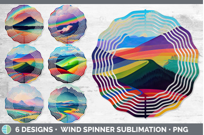 Rainbow Mountains Wind Spinner | Sublimation Designs Bundle