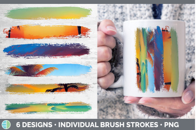 Beach Sunset Brush Strokes PNG | Sublimation Designs