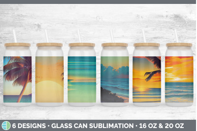 Beach Sunset Glass Can | Sublimation Beer Mason Jar