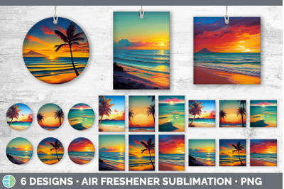 Beach Sunset Air Freshener | Sublimation Designs Bundle