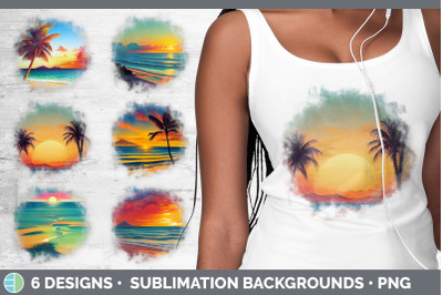 Beach Sunset Background | Grunge Sublimation Backgrounds