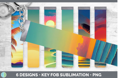 Beach Sunset Key Fob | Wristlet Sublimation