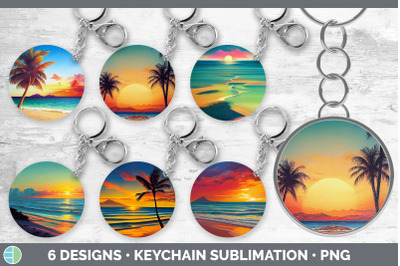 Beach Sunset Keychain Bundle | Keyring Sublimation Designs