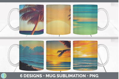 Beach Sunset Mug Sublimation | Coffee Cup Designs PNG