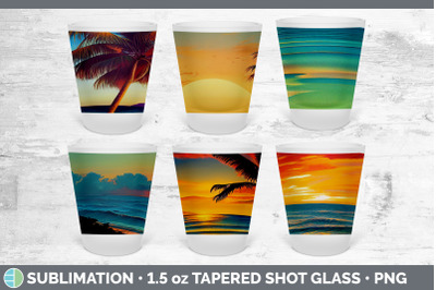 Beach Sunset Shot Glass Sublimation | Shot Glass 1.5oz Tapered