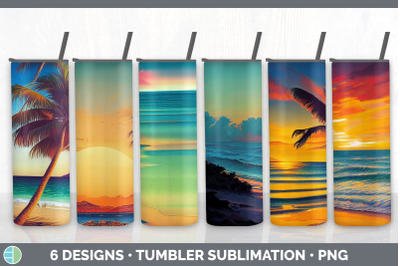 Beach Sunset Tumbler Sublimation Bundle