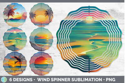 Beach Sunset Painted Wind Spinner | Sublimation Designs Bundle