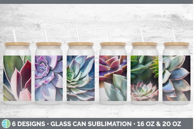 Succulents Glass Can | Sublimation Beer Mason Jar