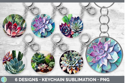 Succulents Keychain Bundle | Keyring Sublimation Designs