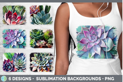 Succulents Distressed Sublimation Background Panel