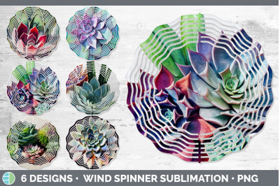 Succulents Painted Wind Spinner | Sublimation Designs Bundle