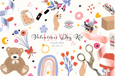 Valentines Day Kit Love Clipart Collection