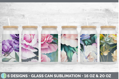 Peonies Glass Can | Sublimation Beer Mason Jar