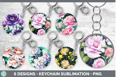 Peonies Keychain Bundle | Keyring Sublimation Designs