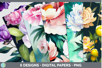 Peonies Backgrounds | Digital Scrapbook Papers