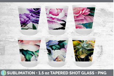 Peonies Shot Glass Sublimation | Shot Glass 1.5oz Tapered