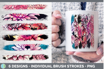 Chrysanthemums Brush Strokes PNG | Sublimation Designs