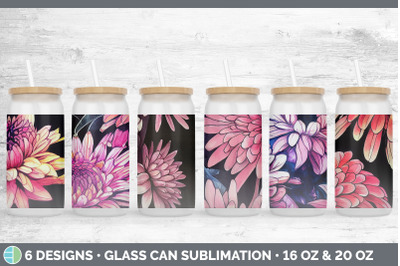 Chrysanthemums Glass Can | Sublimation Beer Mason Jar