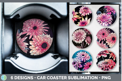 Chrysanthemums Car Coaster | Sublimation Designs Bundle