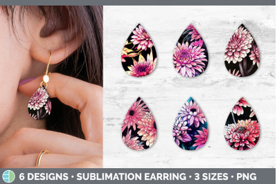 Chrysanthemums Teardrop Earring | Sublimation Designs Bundle