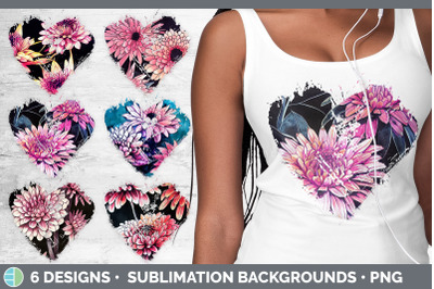 Chrysanthemums Heart Distressed Clipart