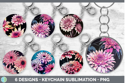 Chrysanthemums Keychain Bundle | Keyring Sublimation Designs