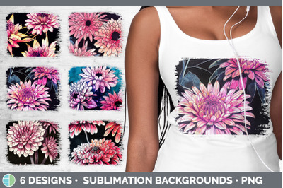 Chrysanthemums Distressed Sublimation Background Panel