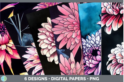 Chrysanthemums Backgrounds | Digital Scrapbook Papers