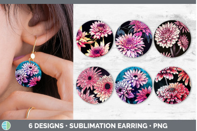 Chrysanthemums Round Earring | Sublimation Designs Bundle