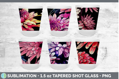 Chrysanthemums Shot Glass Sublimation | Shot Glass 1.5oz Tapered